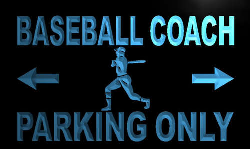 Baseball Coach Parking Only Neon Light Sign
